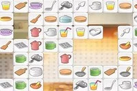 Hitta par av identiska Mahjong-brickor i detta kökstema Mahjong-spel