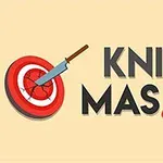 Ett målskiva med en kniv och texten Knife Master mot en ljusgul bakgrund
