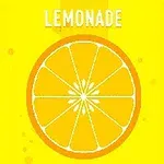 En gul bakgrund med en illustration av en citronskiva och texten LEMONADE ovanför