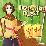 Tecknad karaktär bredvid en digital mahjong-bräda med gröna bakgrundselement