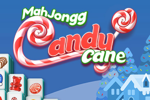 Texten MahJongg Candy Cane med godis och vintermotiv i bakgrunden