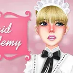 En tecknad person med blont hår och en vit mössa bredvid en rosa skylt med text