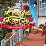 En kvinna i kavaj står framför ett blått hus med blommor och en veranda, och en röd banderoll med text