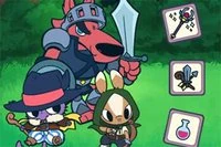 Äventyr väntar med tre modiga hjältar i detta spännande kortspel med RPG-inslag