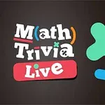 Färgglada matematiska symboler och texten Math Trivia Live på mörk bakgrund