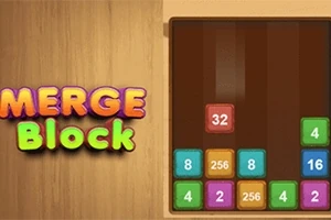 Färgglada numrerade block staplade på ett rutnät med texten MERGE Block bredvid