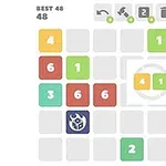 Färgglada numeriska block arrangerade på ett rutnät med ikoner överst, inklusive återställnings- och raderingsalternativ