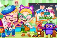 Mike och Mia är väldigt glada inför sin första skoldag