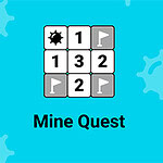Mine Quest Ett rutnÀt med siffror och flaggor pÄ en blÄ bakgrund