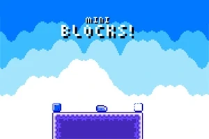 Blå himmel med vita moln och texten MINI BLOCKS!