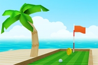 Precision 3D-minigolf på en strand för höga poäng och extra chanser
