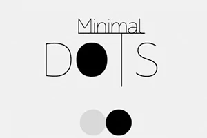 Texten Minimal Dots med enkla grafiska cirklar, en svart och en grå, mot en ljus bakgrund