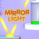 Färgglatt ljusstrålemotiv mot en lila bakgrund med texten Mirror Light
