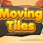 Texten Moving Tiles i gula bokstäver mot en bakgrund av stenar och kristaller i en ökenmiljö