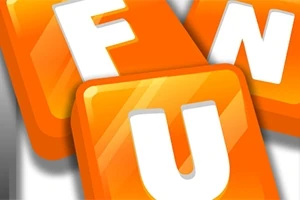 Bokstäverna F, U, och N visas på orangefärgade kakel med vita bokstäver