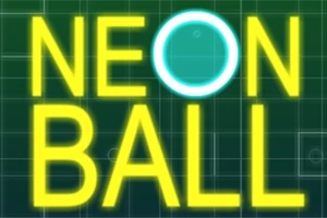 Neontext på en rutnätsbakgrund med orden NEON BALL där O är en lysande cirkel