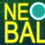 Neontext på en rutnätsbakgrund med orden NEON BALL där O är en lysande cirkel