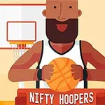 Tecknad basketspelare med skägg håller en basketboll framför en korg