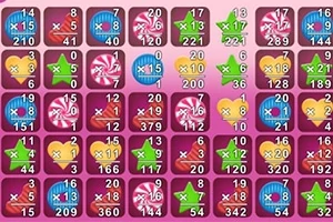 Färgglada rutor med siffror visar olika ikonmönster och multipliers på en bakgrund med rosa nyanser