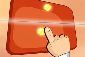 En hand som trycker på en belyst gul knapp på en rektangulär orange panel