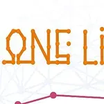 Texten One Line i orange med en bakgrund av ett nätmönster och rosa punkter sammanbundna med linjer
