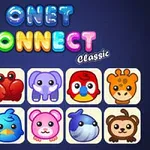 Färgglad titel Onet Connect Classic med tecknade djurikoner som koala, papegoja och giraff