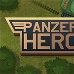 Texten Panzer Hero med en grön stridsvagn i bakgrunden och skogselement