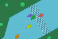 Det här är ett top-down-racingspel med pappersbåtar!