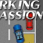 Två bilar parkerade på en väg med omgivande grönska och texten Parking Passion ovanför