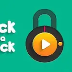 Texten Pick a Lock bredvid en stor ritad låsikonen med en spelknapp på en grön bakgrund