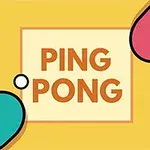 Två pingisracketar och en boll omger texten PING PONG på en gul bakgrund