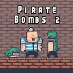 En pixelkonstbild med en sjöman och två gröna figurer framför en tegelbakgrund och texten Pirate Bombs 2