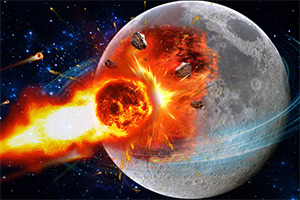 En meteorit kolliderar med en måne och exploderar i rymden
