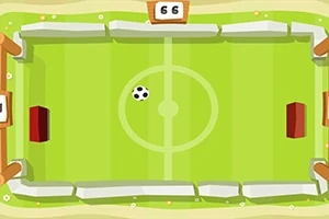 Tecknad bild av en grön fotbollsplan med vita linjer, en fotboll och poängtavla