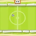 Tecknad bild av en grön fotbollsplan med vita linjer, en fotboll och poängtavla