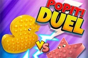 Gul anka och rosa stjärna med ögon står mot varandra med texten Pop it!