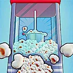 En tecknad bild av en popcornmaskin med poppande popcorn som strömmar ut