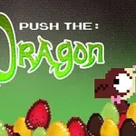 Två pixelerade drakar omgivna av färgglada ägg mot en grön bakgrund med texten Push the Dragon
