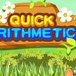 Färgglad skylt med texten Quick Arithmetic omgiven av vita blommor och grönt gräs