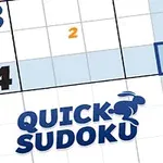 Sudokuruta med siffror och texten Quick Sudoku i blått