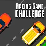 Två tecknade bilar, en röd och en gul, kör på en väg med texten Racing Game Challenge bredvid
