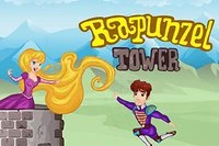 Den onda häxan håller Rapunzel i ett högt torn