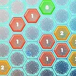 Flerfärgade hexagoner med siffror på en bakgrund som liknar vattenbubblor