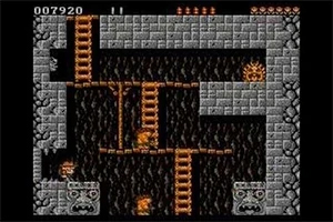 Rick Dangerous Ett pixelgrafikspel med stenvÀggar, stegar och platÄer, samt en hinderliknande spikboll