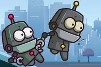 Hjälp robotarna att fly nivåerna