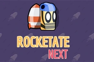 En tecknad figur med hjälm och en raket dyker upp mot en lila bakgrund med texten ROCKETATE NEXT