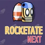 En tecknad figur med hjälm och en raket dyker upp mot en lila bakgrund med texten ROCKETATE NEXT