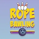 Texten Rope Bawling i gula bokstäver med tre bowlingkäglor ovanför och en bowlingklot under
