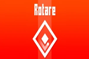 Orange bakgrund med vit text Rotare och en vit diamantformad symbol i mitten