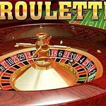 Rouletthjul i 3D med en grön spelduk i bakgrunden och texten Roulette 3D ovanför